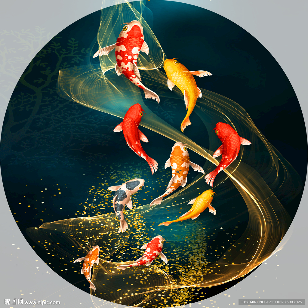 裝飾畫 抽象畫 鯉魚