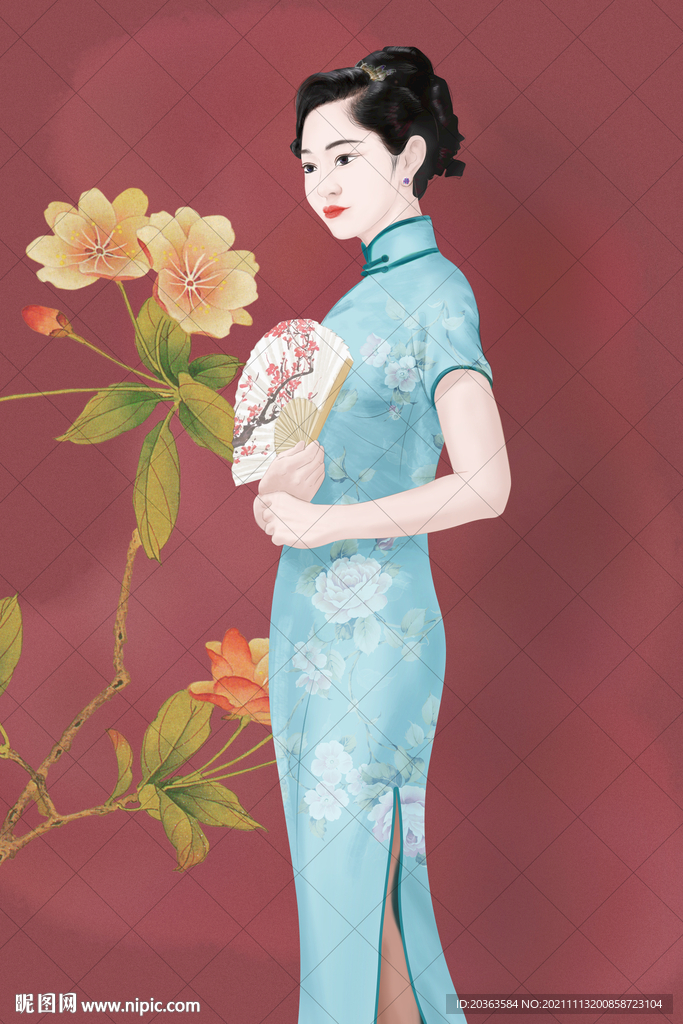 手繪民國美女