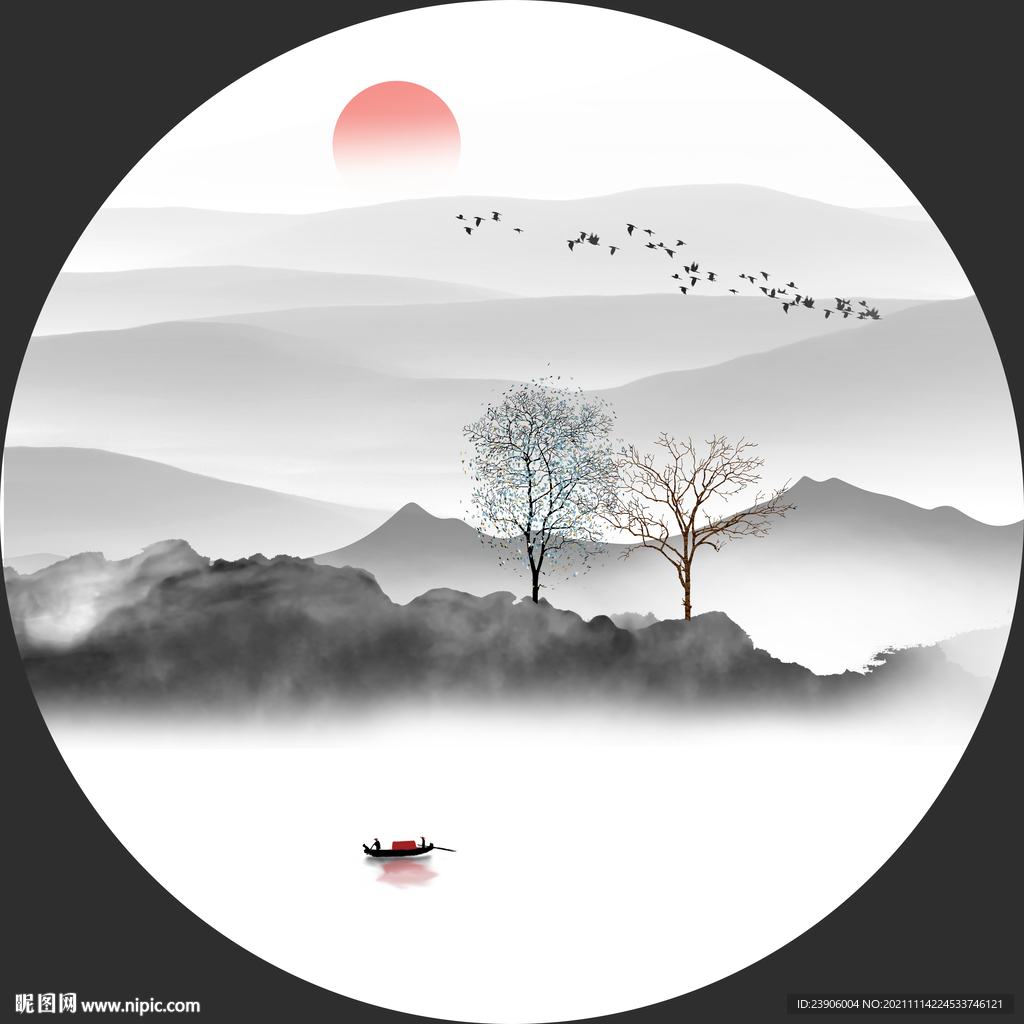 圓形山水畫
