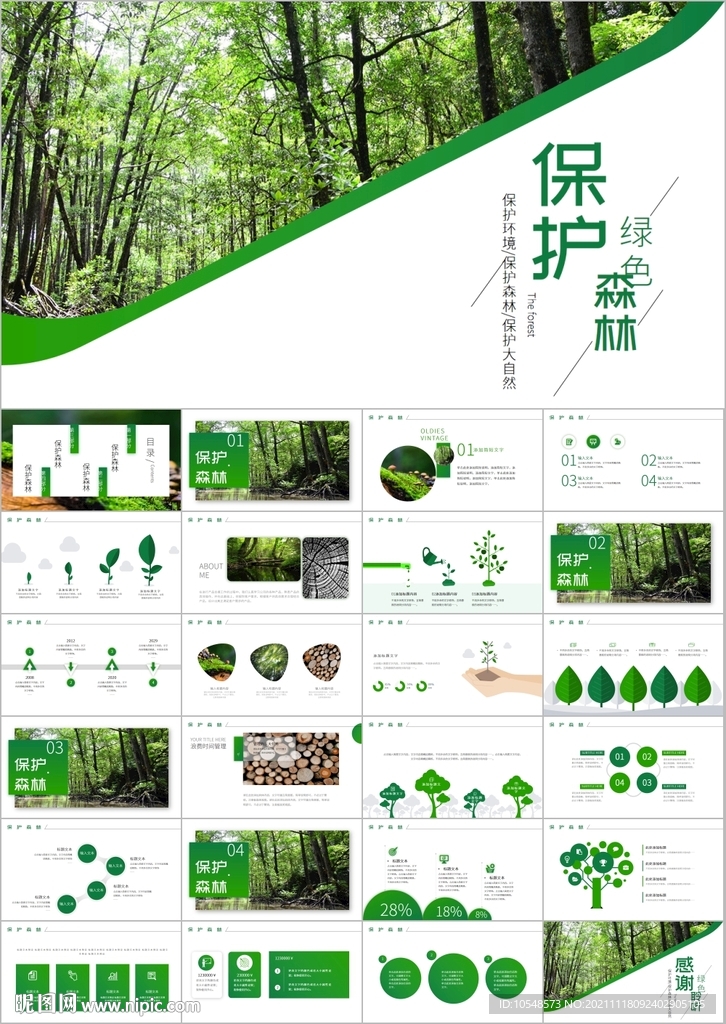 森林湿地环境保护植树造林ppt