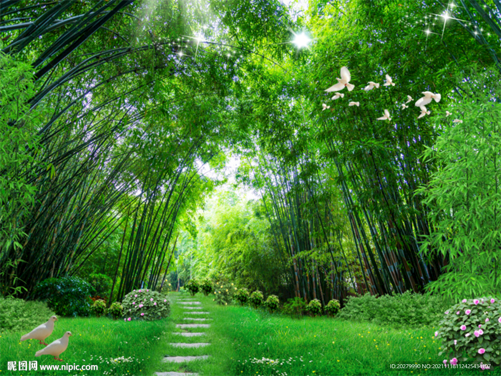 3D竹海竹林图片