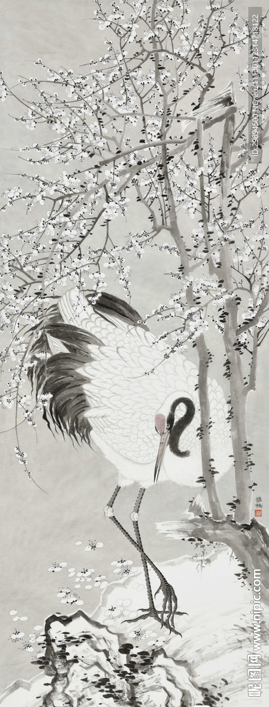古典仙鹤梅花中式装饰画