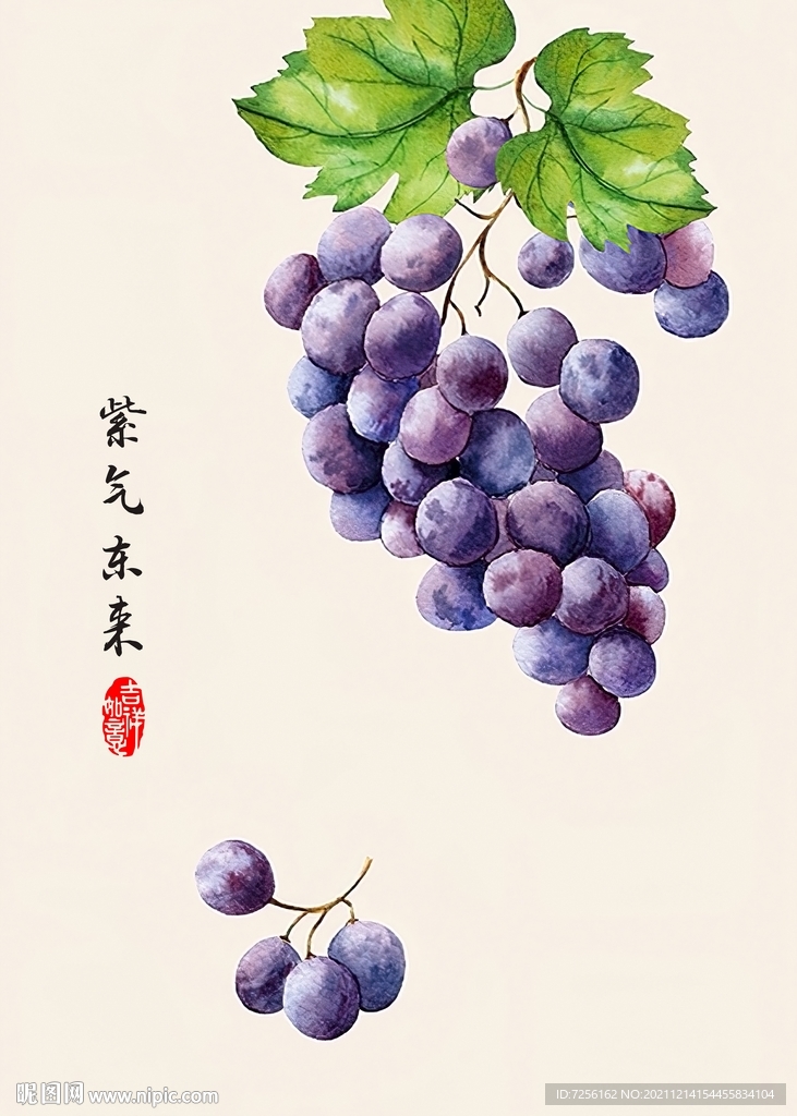 紫氣東來水果畫