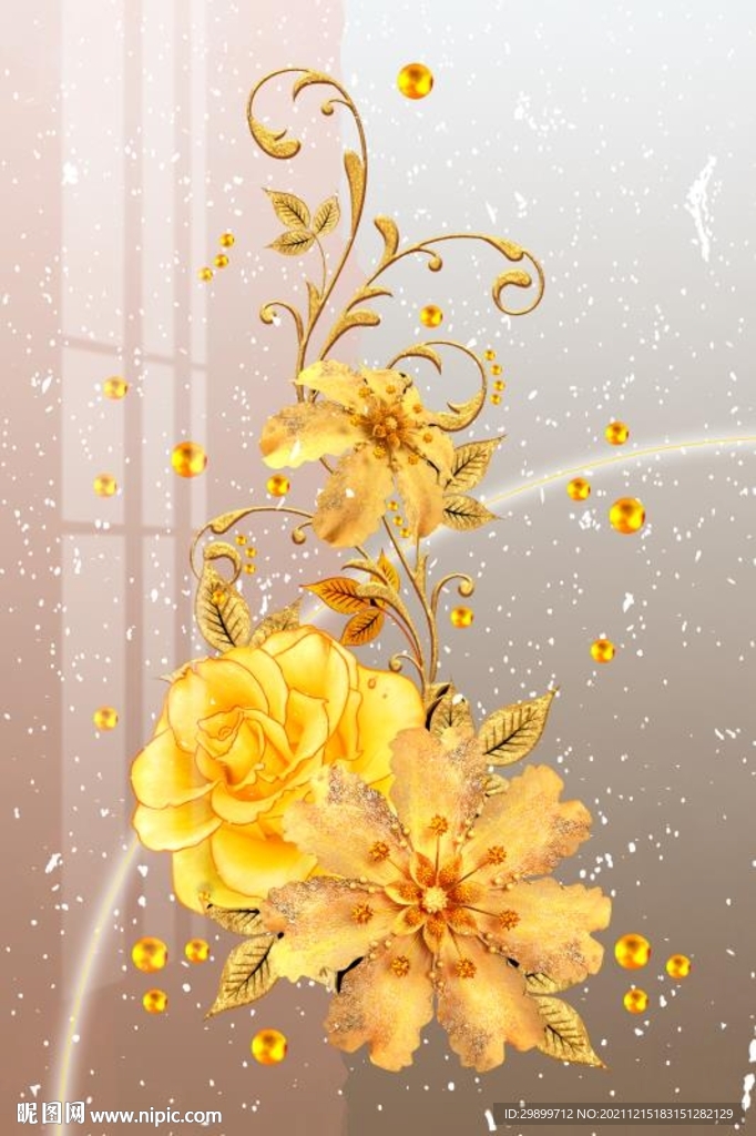 金色花朵装饰画