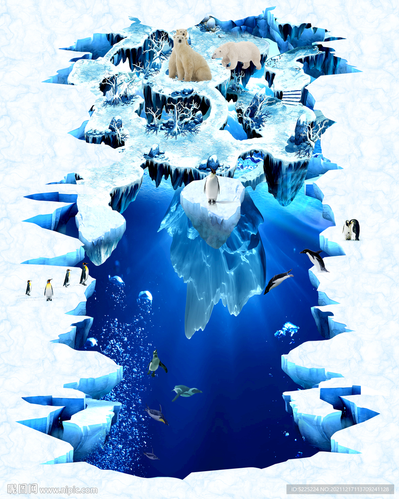 海底世界冰山壁画