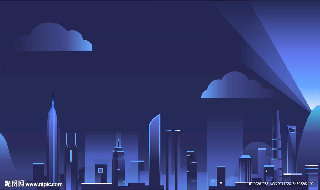 矢量科技城市插畫背景
