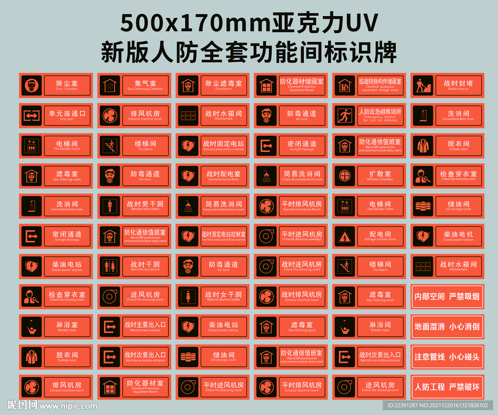 新版人防功能间标识牌全套