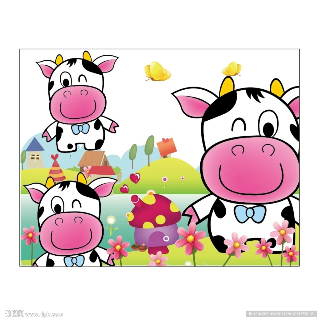 卡通牛动物牛彩盒