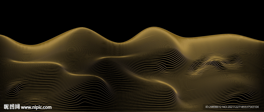 抽象山水意境金色线条山装饰画