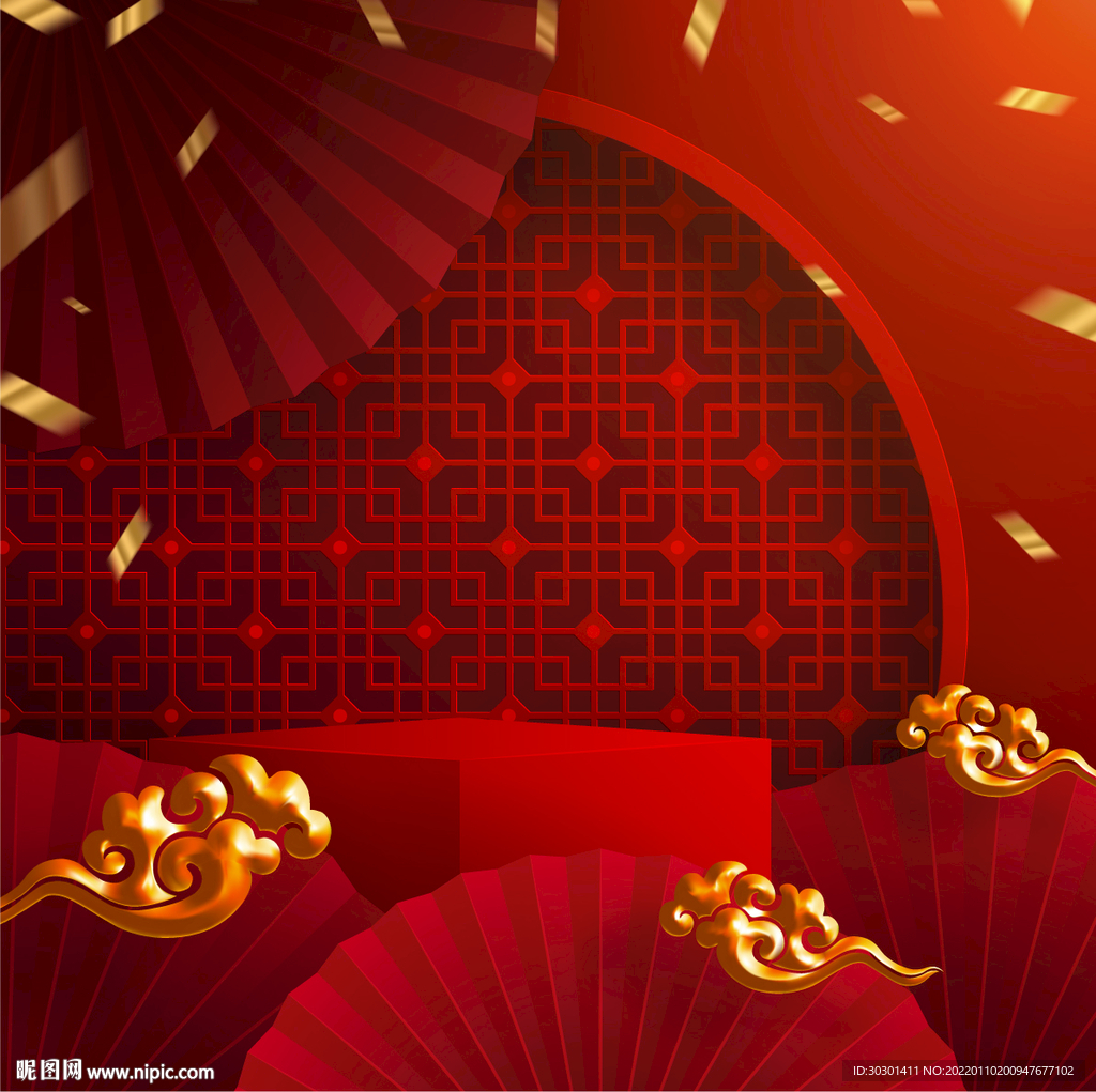红色春节中国风国潮海报背景