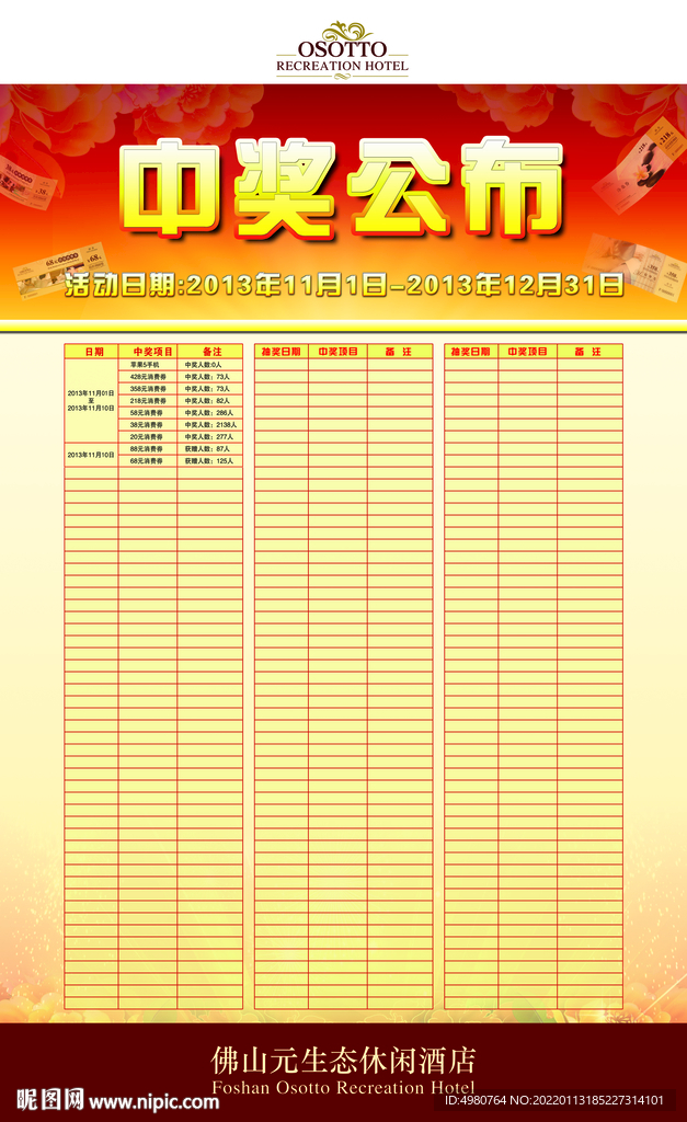 中獎龍虎榜獲獎公布欄