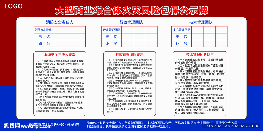 商场消防包保公示牌