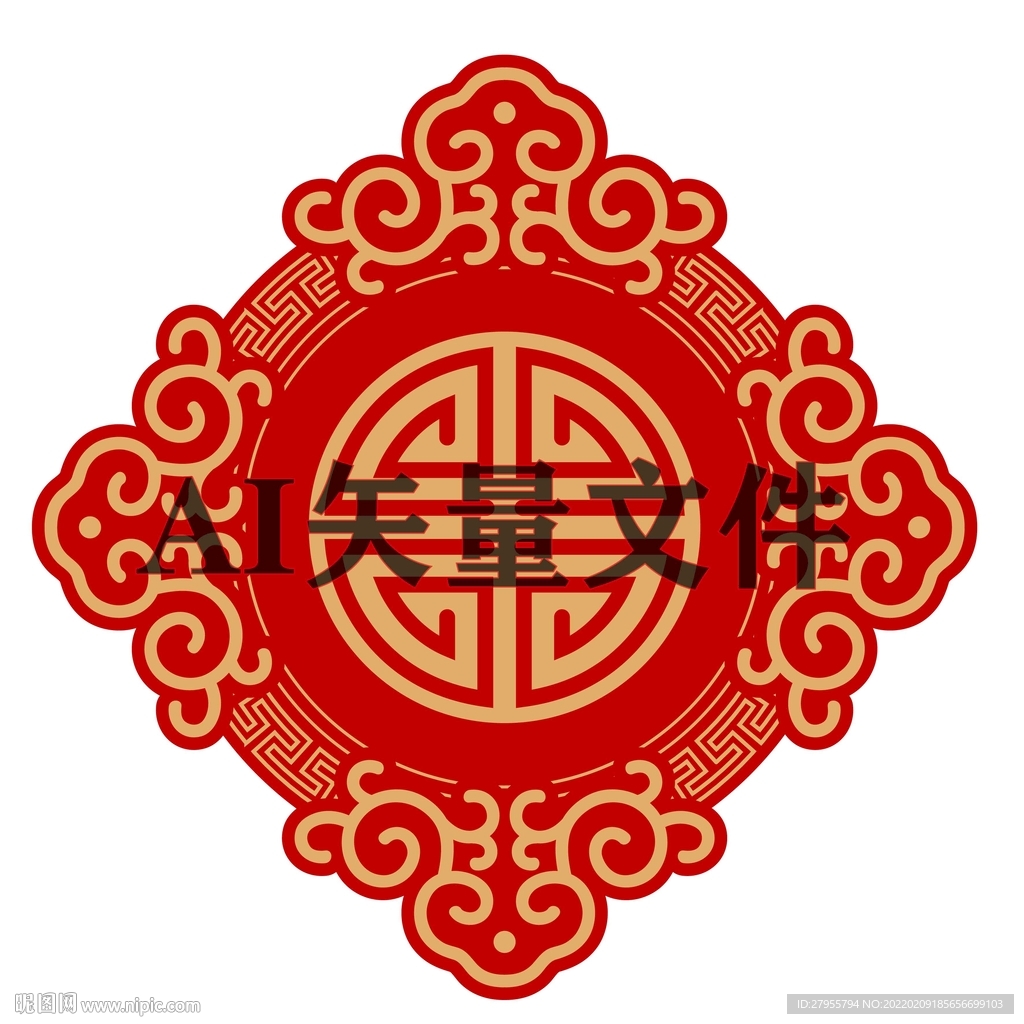 传统花纹设计红吉祥图片