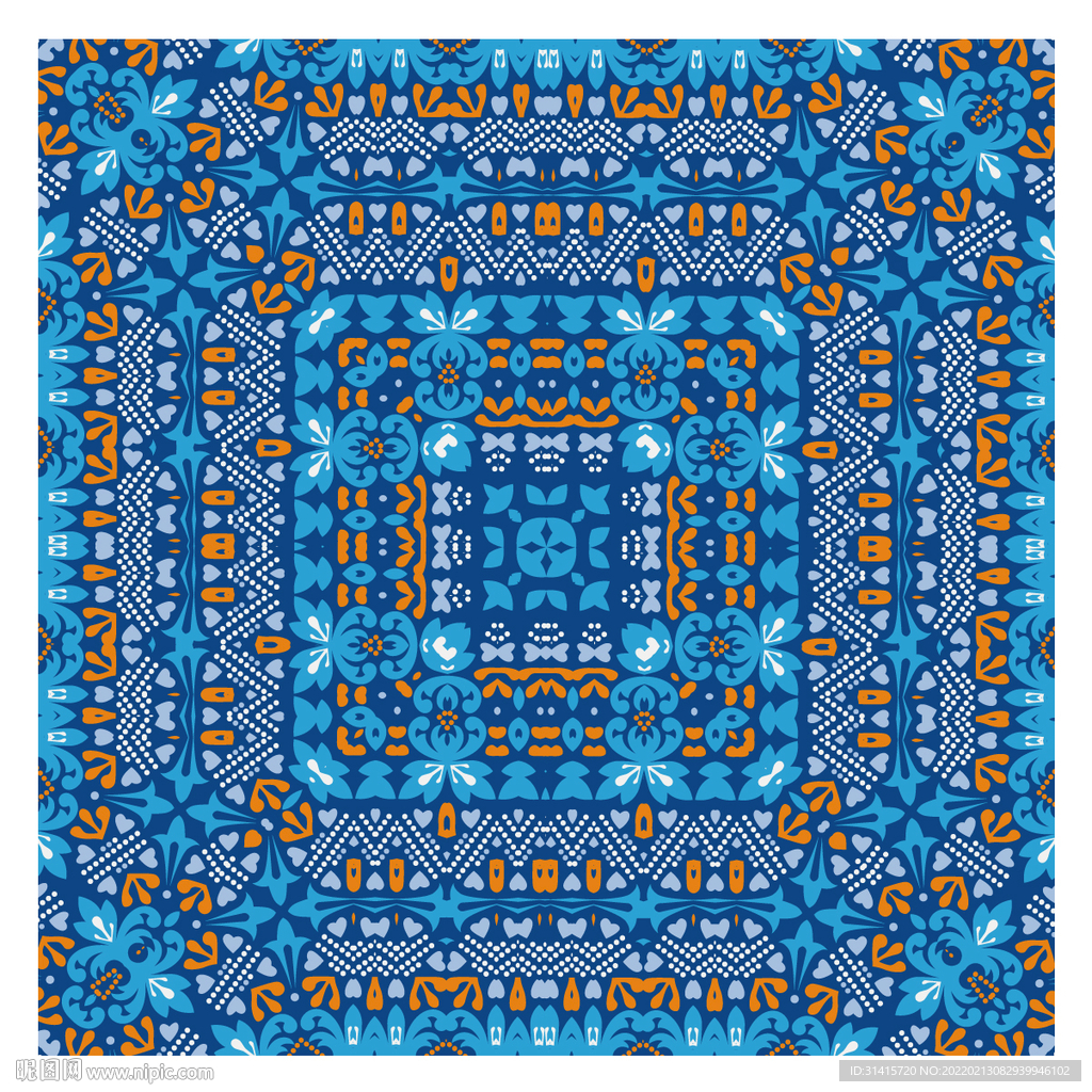 蓝色传统花纹