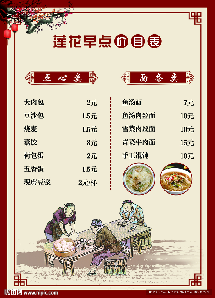 早餐店價目表