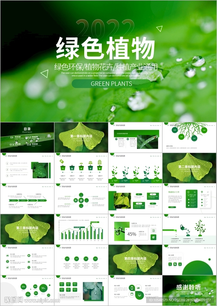 春曖花開綠色植物發芽生長ppt