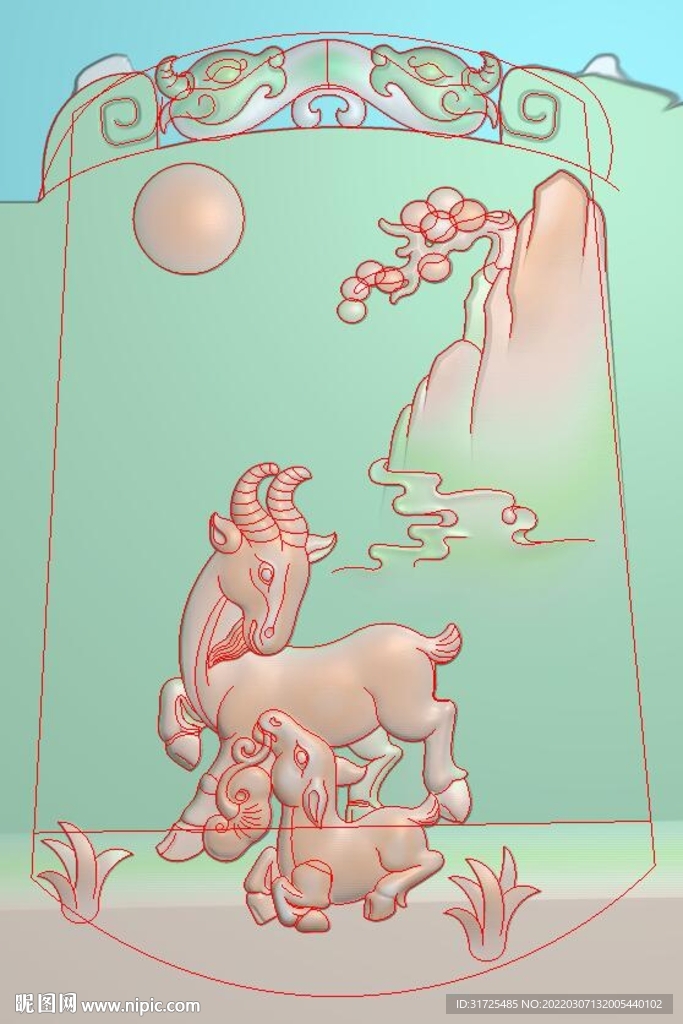 羊精雕圖