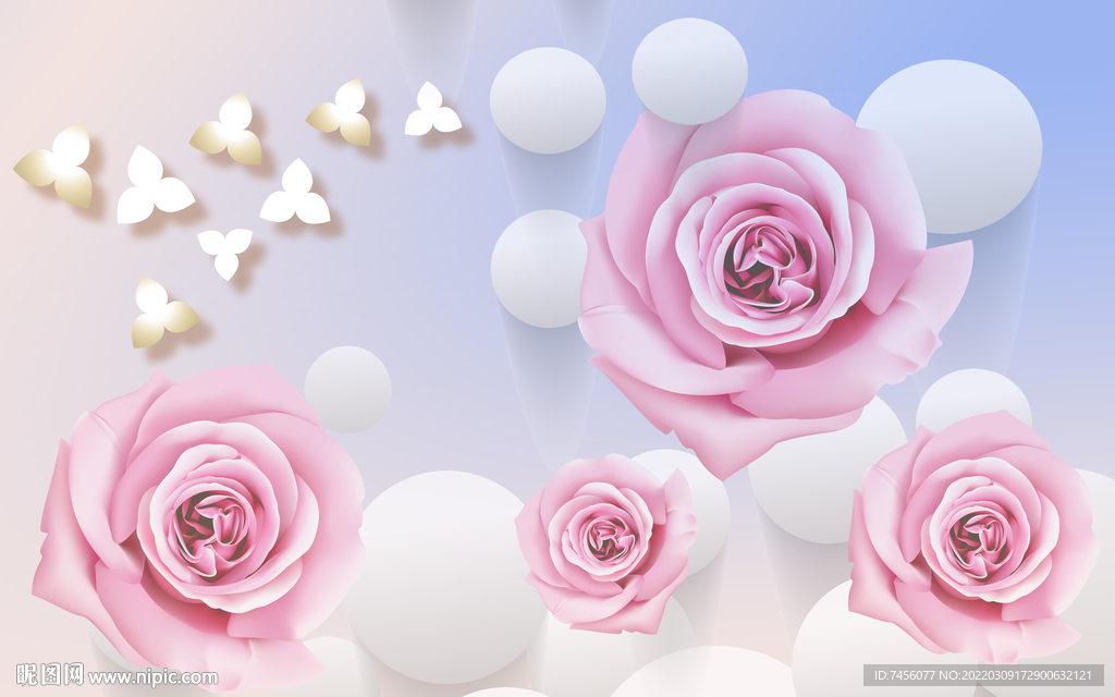 粉色玫瑰花立体背景墙