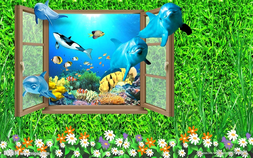 3D海底世界电视背景墙