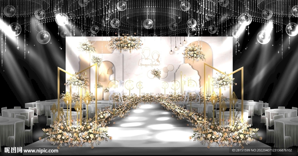 香槟色婚礼效果图背景图片