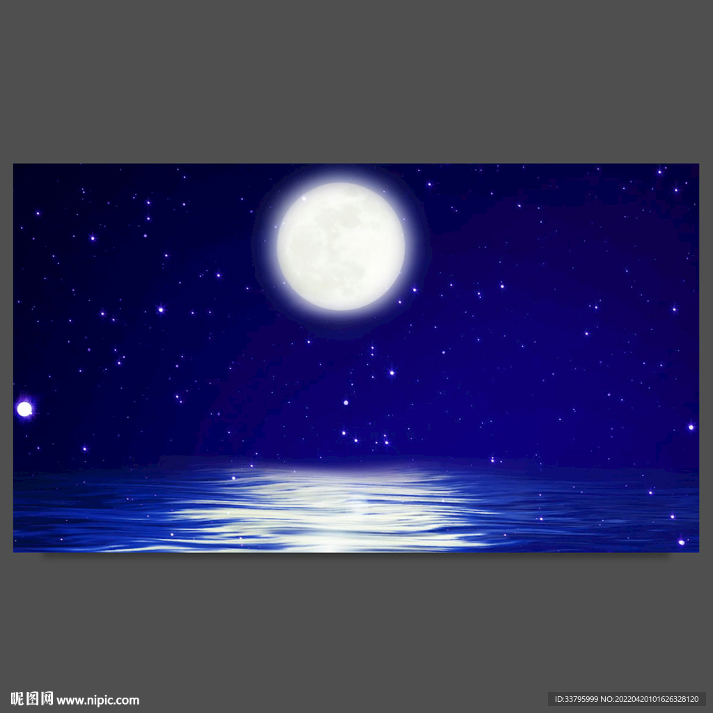 蓝色海洋星空圆月升起视频素材