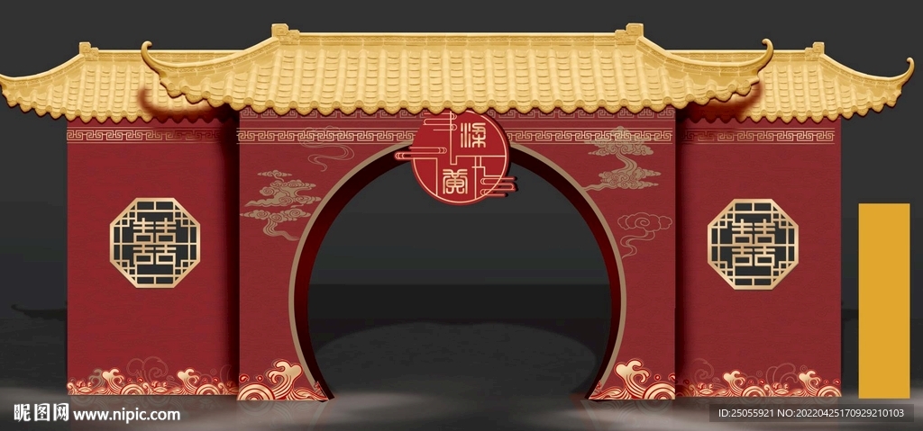中式入口门楼主题婚礼效果图