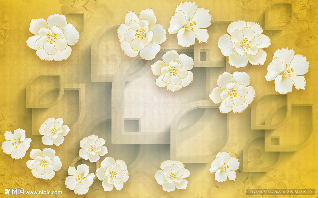 白色花朵立体背景墙