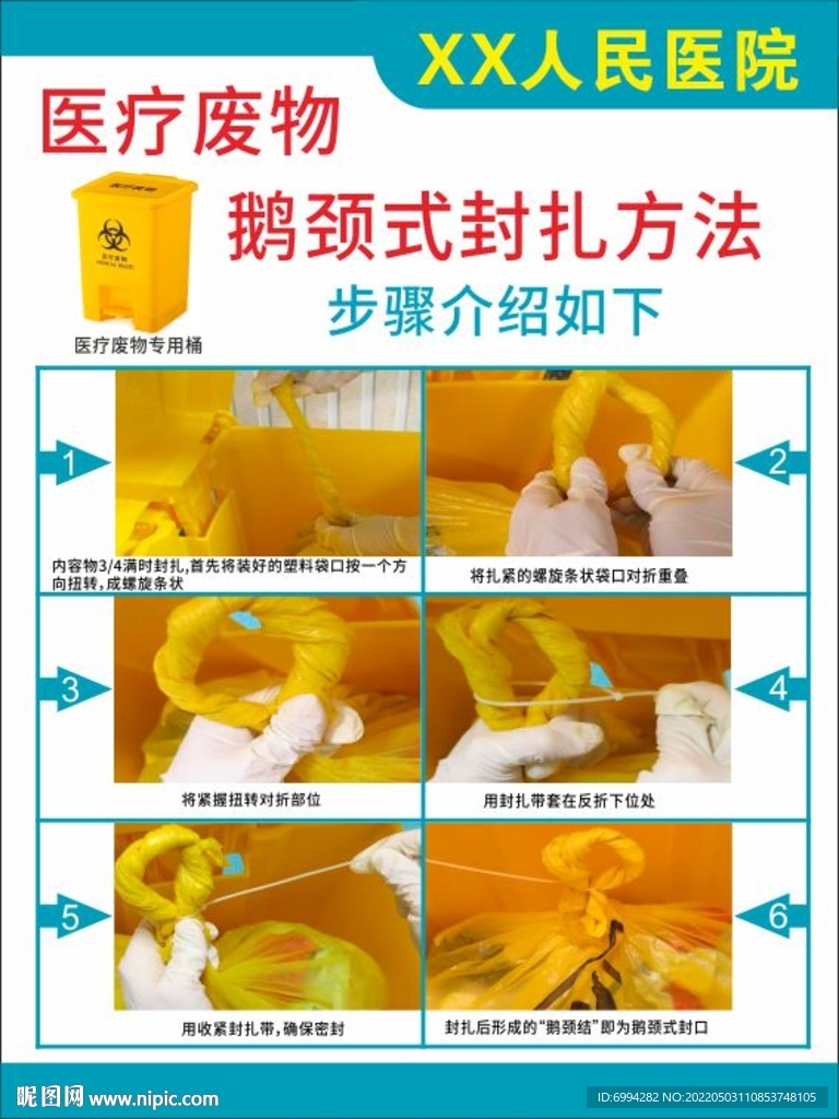 醫(yī)療廢物鵝頸式封扎方法
