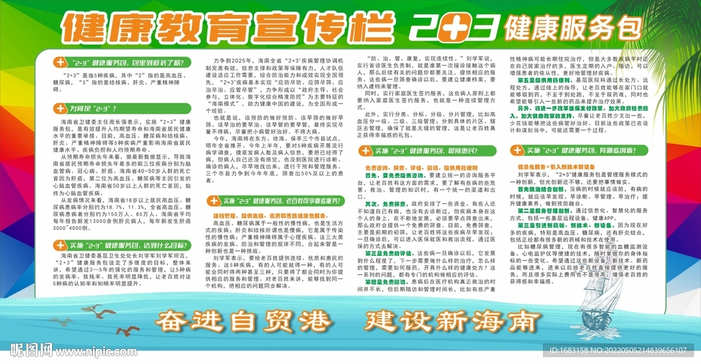健康教育宣傳欄海南2+3健康包