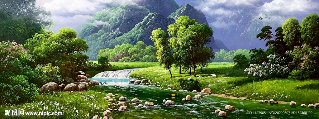 田园山水风景油画