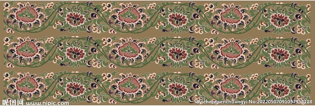 图案画笔中式古典花纹缠枝牡丹纹