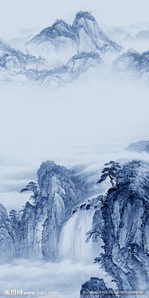 中式山水画背景墙 TIF分层