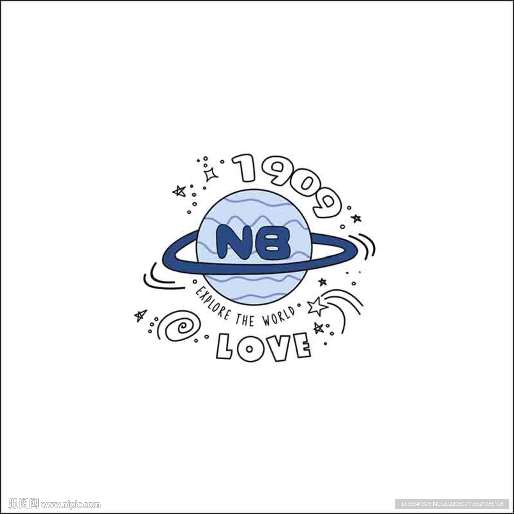 矢量手繪星球班服圖案設計