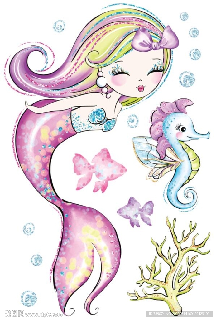 卡通可愛美人魚