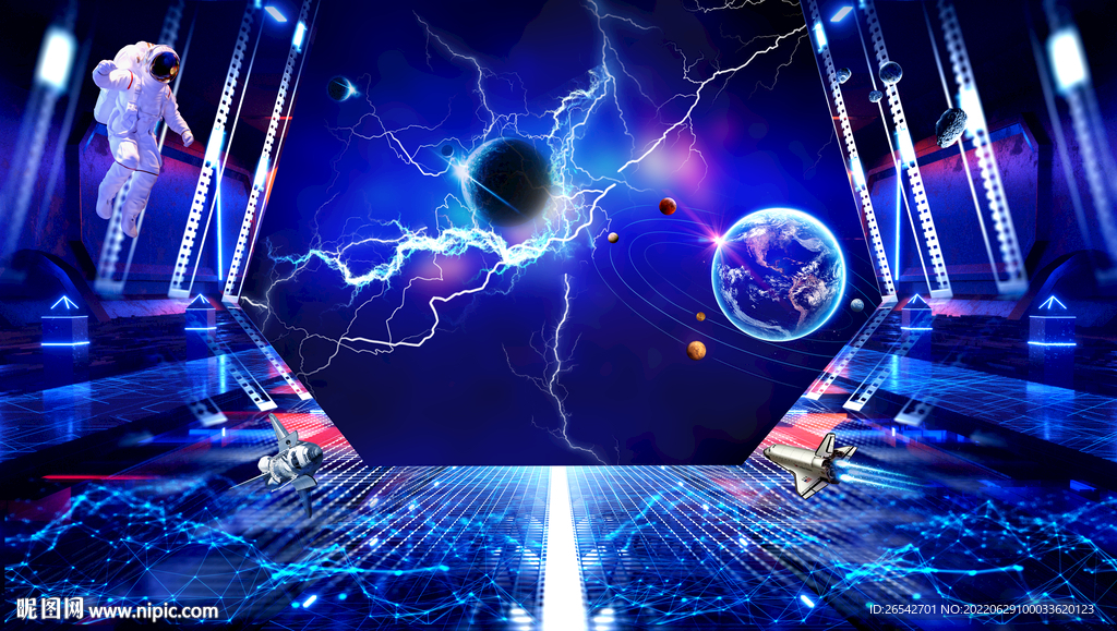 閃電星空背景