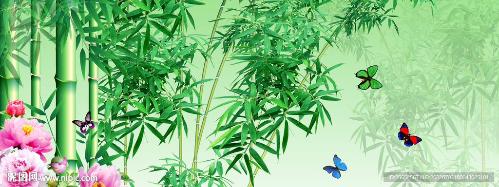 竹報平安風景裝飾畫