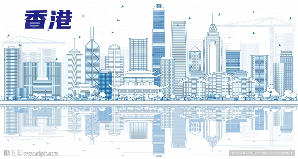 hongkong線稿建筑插畫