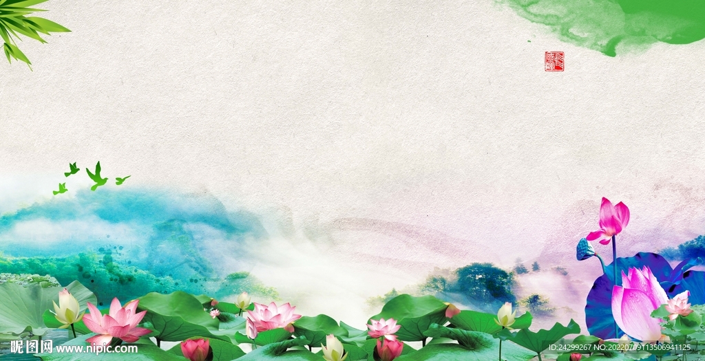 荷花背景墻