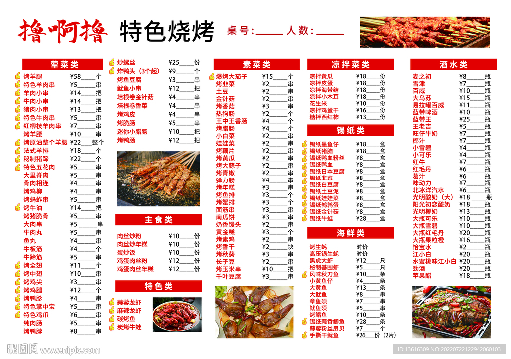 燒烤菜單
