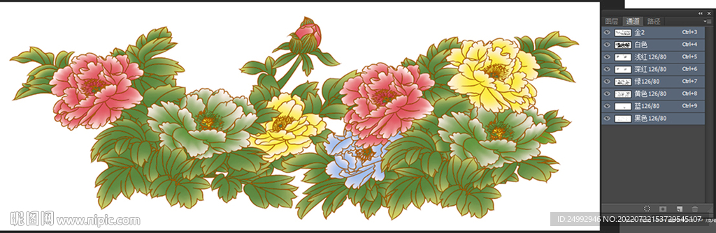 牡丹花通道圖
