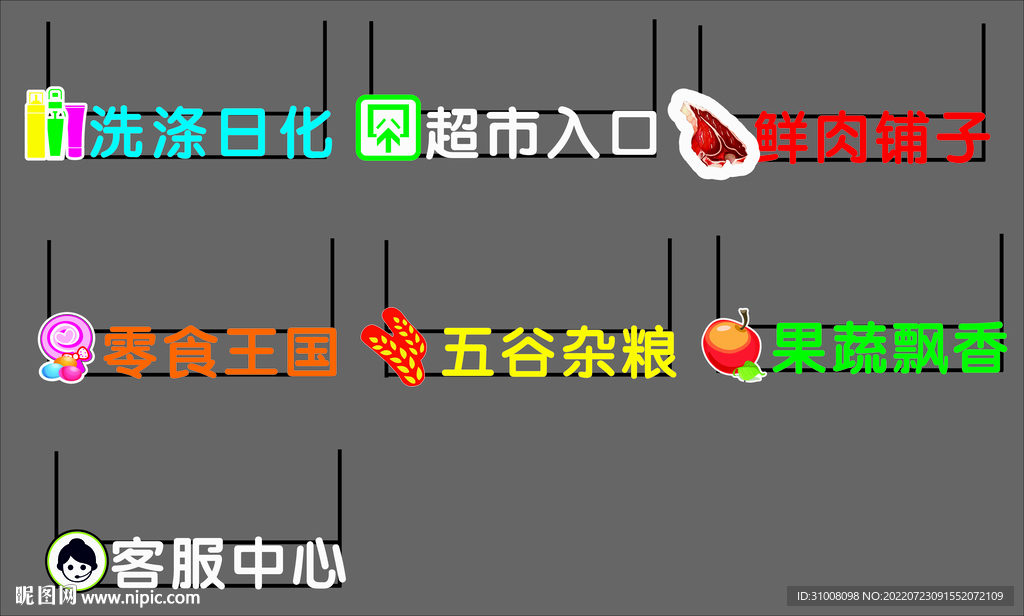 超市吊牌区迷你字  吊装迷你字