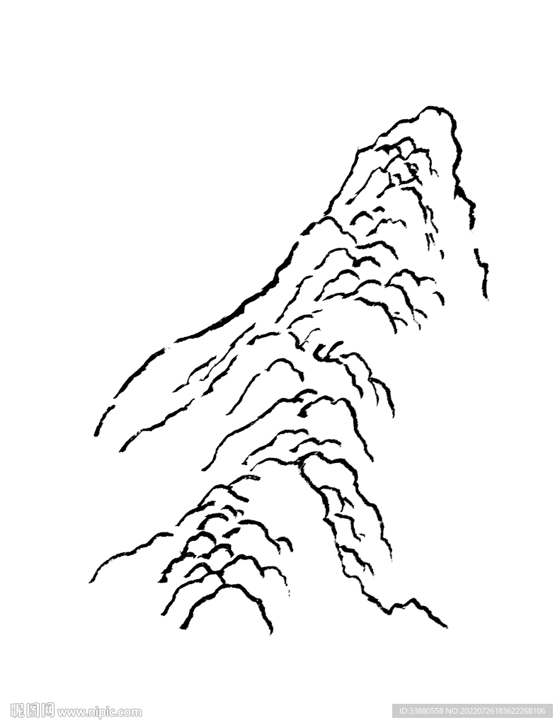 手绘国画山石山水素材