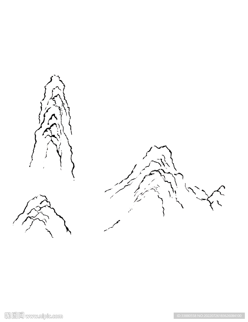 手繪國畫山石山水素材