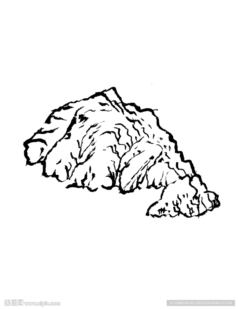 手繪國畫山石山水素材