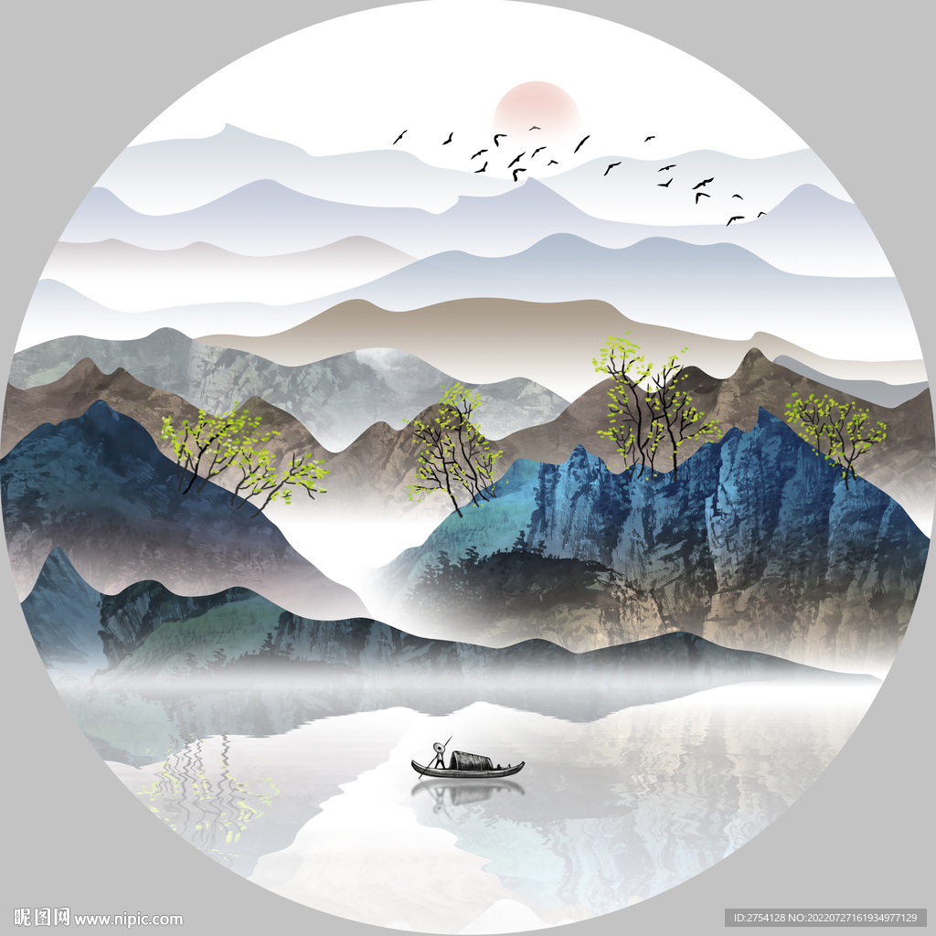 輕奢裝飾畫 新中式山水畫