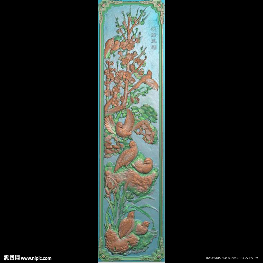 精雕圖掃描古建磚雕寺廟花鳥(niǎo)圖 