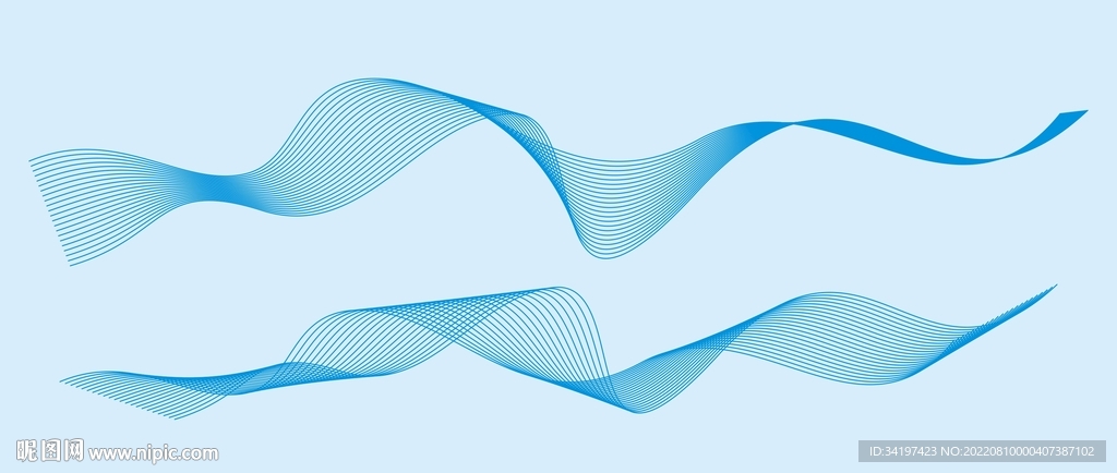 蓝色科技动感抽象线条元素设计
