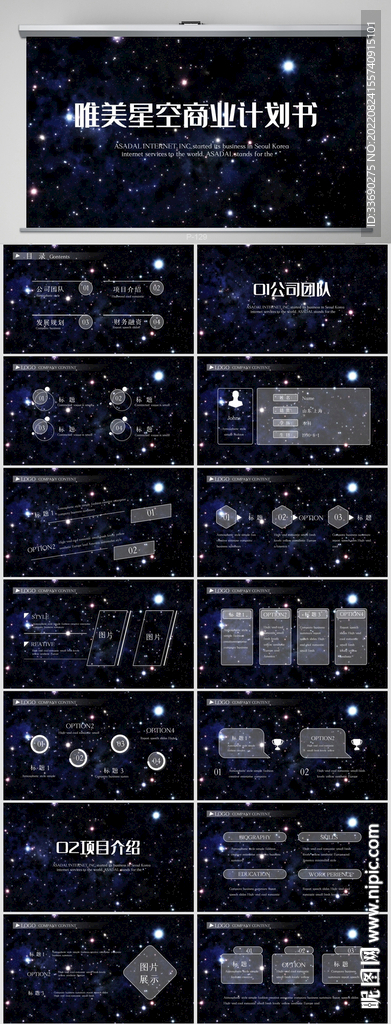 唯美星空商業(yè)計劃書視頻PPT