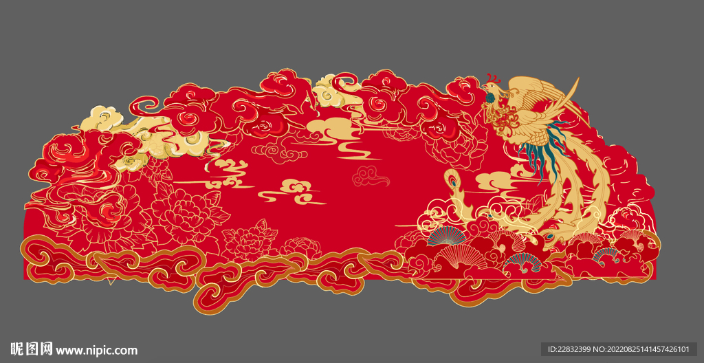 中式红金色祥云背景