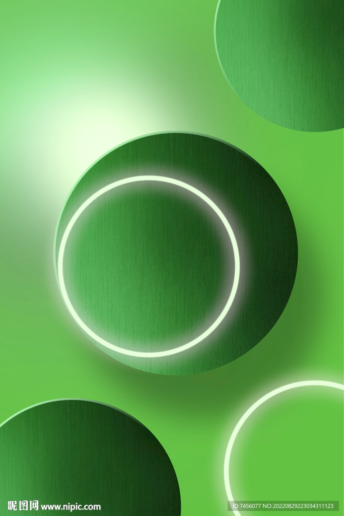 发光圆环绿色挂画装饰画